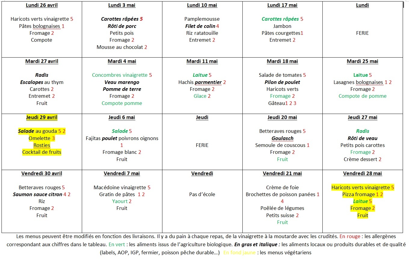 menus du 26 avril au 28 mai 2021 menus du 26 avril au 28 mai 2021