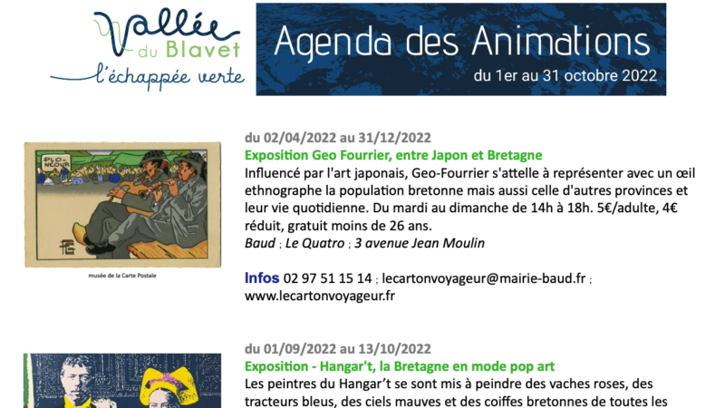 Agenda des manifestations de la Vallée du Blavet