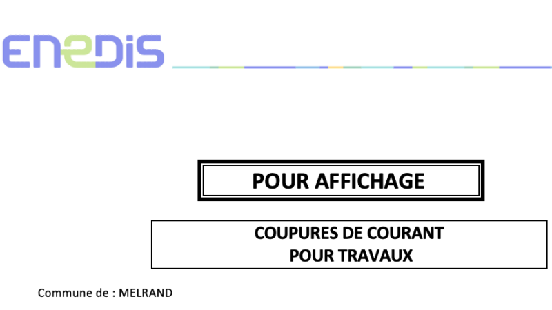 Enedis vous informe d’une coupure d’électricité à MELRAND