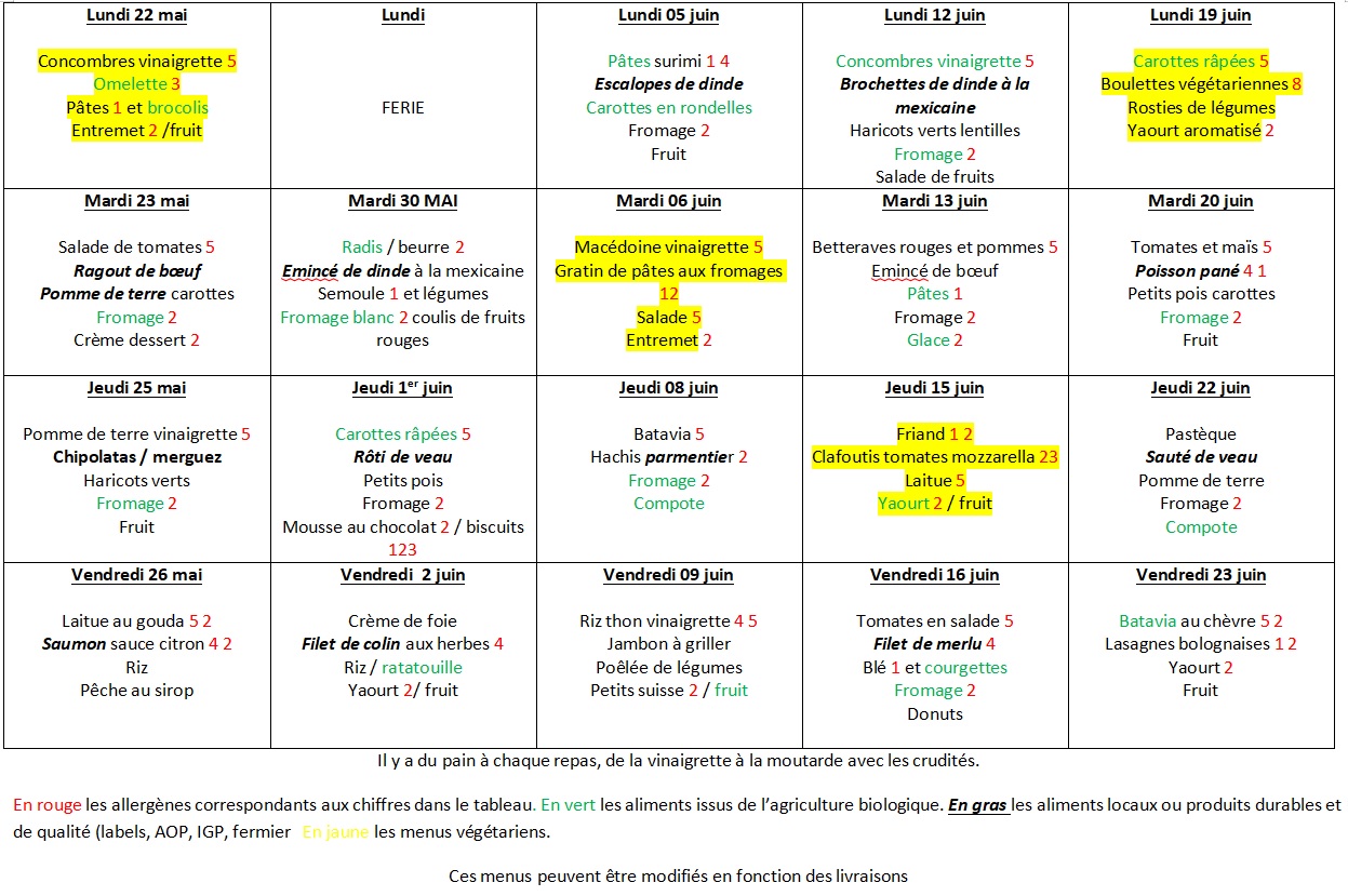 Menus du Lundi 3 octobre au 18 novembre 2022 Menus du Lundi 3 octobre au 18 novembre 2022