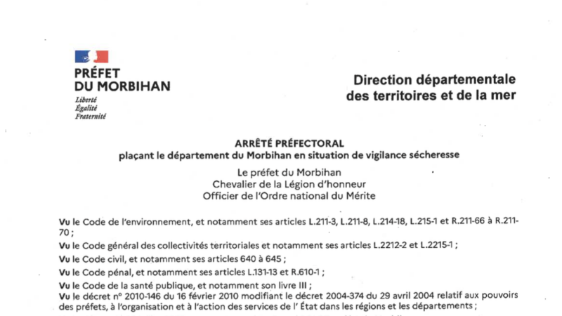 AP vigilance sécheresse 56