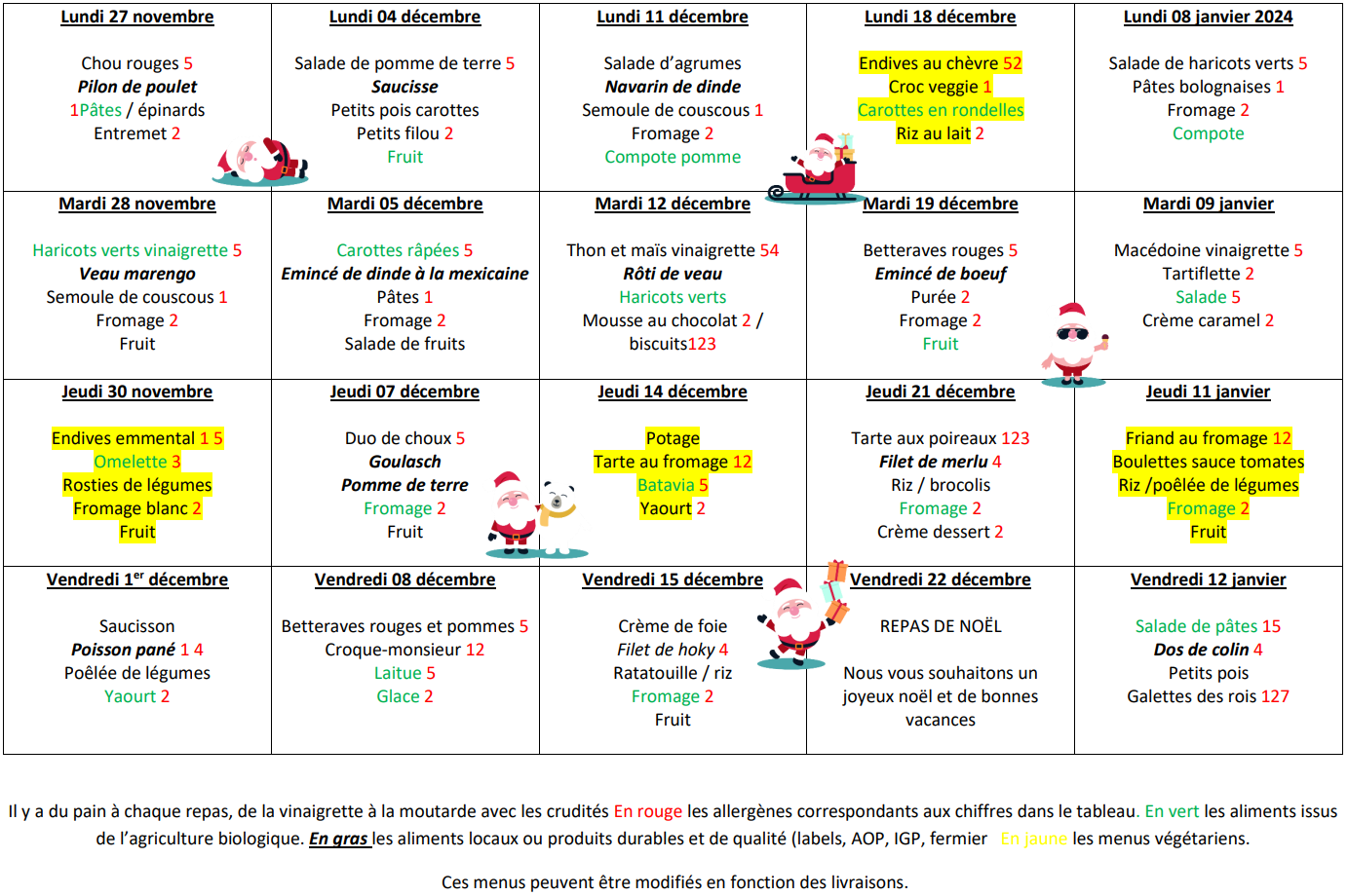 Lundi 27 novembre au 12 janvier 2024 Lundi 27 novembre au 12 janvier 2024