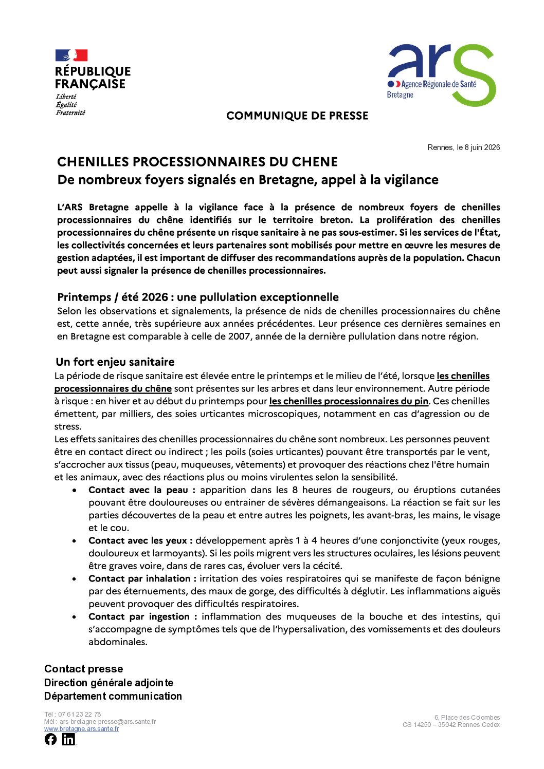 Chenilles processionnaires du chêne