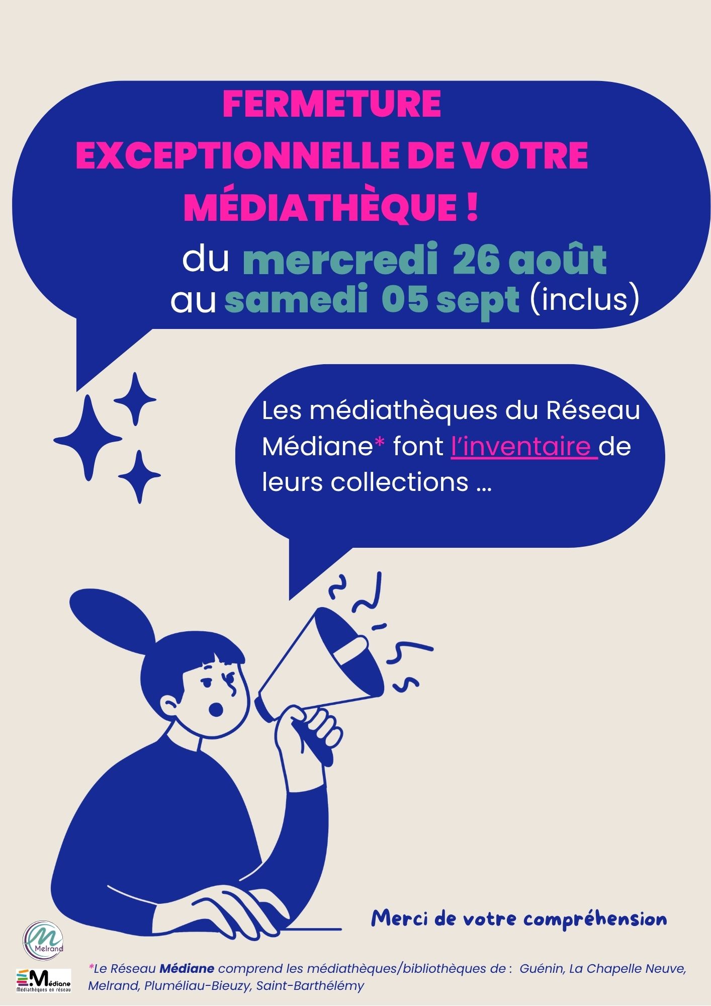 Fermeture de la médiathèque pour inventaire